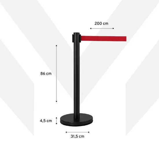 Afzetpalen zwart / rood met trekband afmetingen