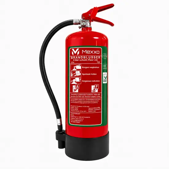 Mexxo pfas/fluorvrije schuimblusser 9 kg AF Inclusief keuringssticker en wandbeugel