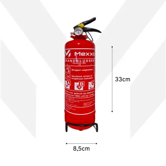 Mexxo Poederblusser 1kg ABC (inclusief keuringssticker en wandbeugel) - Afbeelding 2