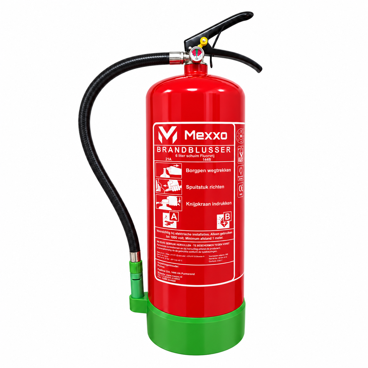 Mexxo schuimblusser pfas/fluorvrij 6 liter AB Inclusief wandbeugel