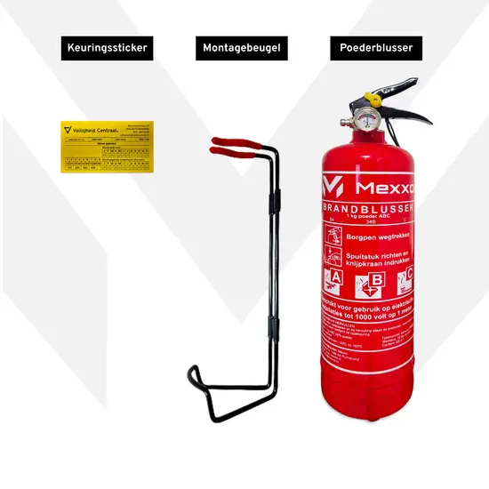 Mexxo Poederblusser 1kg ABC (inclusief keuringssticker en wandbeugel) - Afbeelding 3